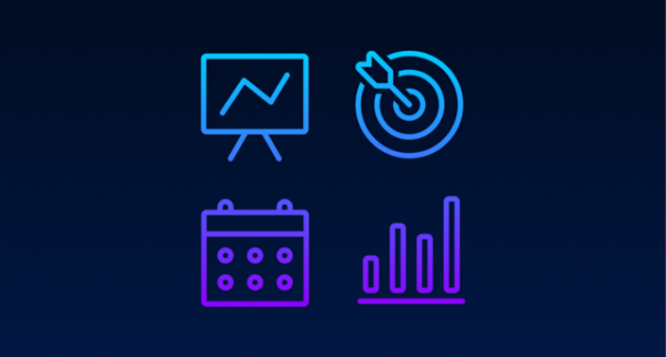 Blog banner image with report, target, calendar and graph icons