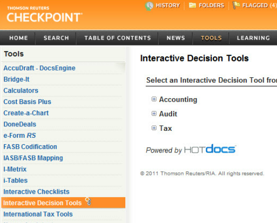 Thomson Reuter’s Interactive Decision Tools on Checkpoint