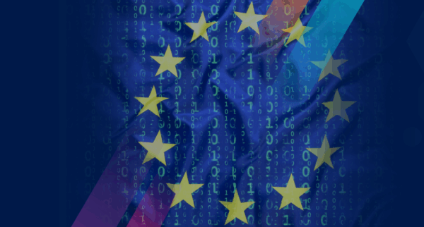 Banner image for Mitratech blog on the EU Cyber Resilience Act. Includes branded graphics and stars from the European Union flag.