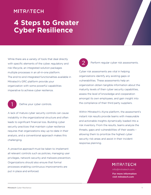 Mitratech - Four steps to achieving greater cyber resilience pdf download