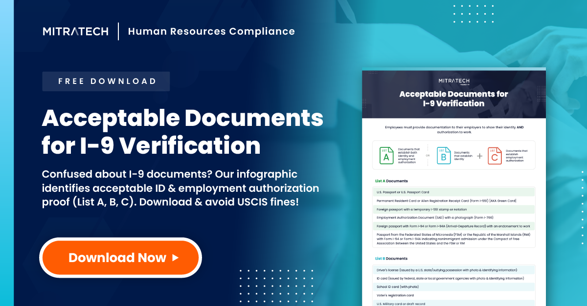 Infographic acceptable documents for i 9 verification