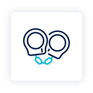 Handcuffs icon representing a criminal record check.