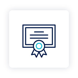 A wall certificate icon representing a credentials and licensing check
