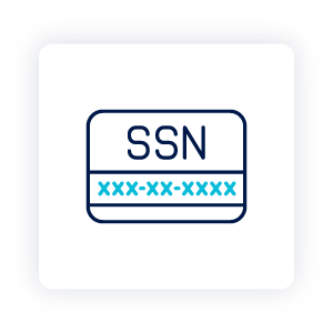 A Social Security Number card icon representing a SSN trace.
