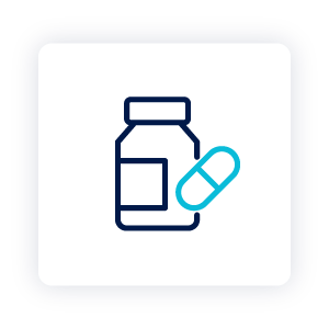 Pill bottle icon representing a drug screening