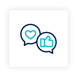 Two chat bubbles as an icon representing a Social Media Screening