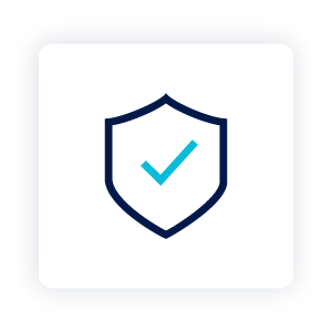 Shield with checkmark icon representing built in compliance