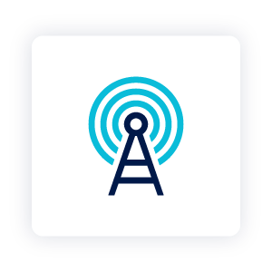 Radio tower icon representing post-hire monitoring