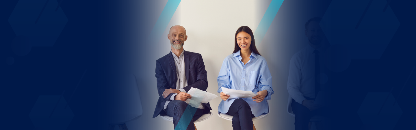 Male and female owner of staffing agency to represent Form I-9 and hiring for staffing agencies